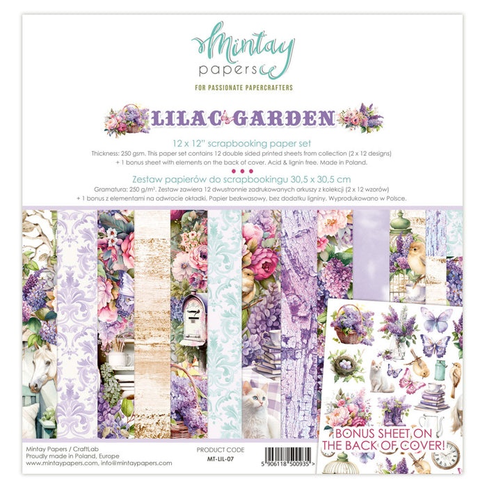 Mintay Lilac Garden 12" x"12 Scrapbooking Paper Set