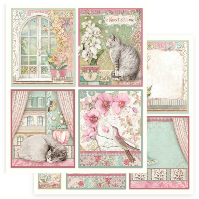 Stamperia Orchids and Cats 8" x 8" Scrapbooking Paper Pad