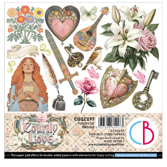 Ciao Bella Paper Courtly Love 6" x 6" Fussy Cut Pad