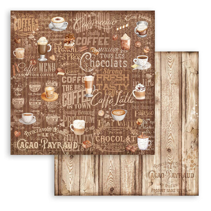 Stamperia Coffee & Chocolate 8" x 8" Backgrounds Selection Paper Pad