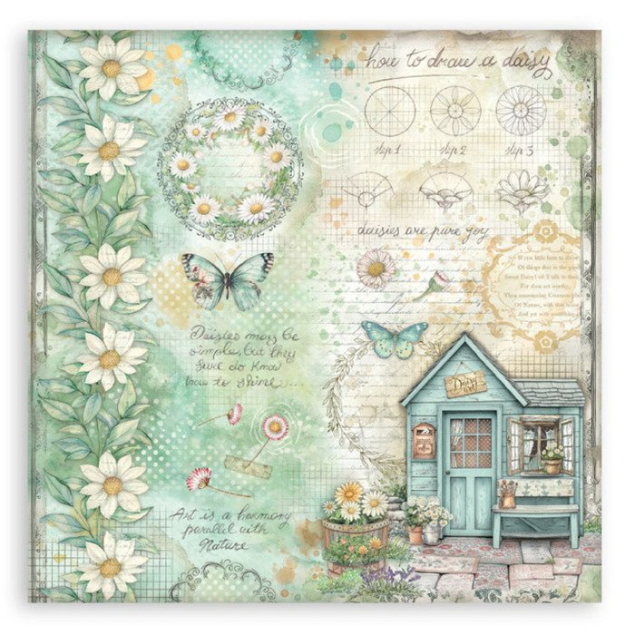 Stamperia Daisy Art 8" x 8" Single Faced Maxi Paper Pad