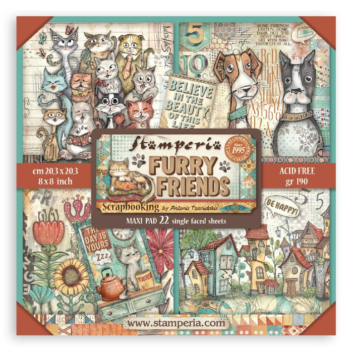 Stamperia Furry Friends 8" x 8" Single Faced Maxi Paper Pad