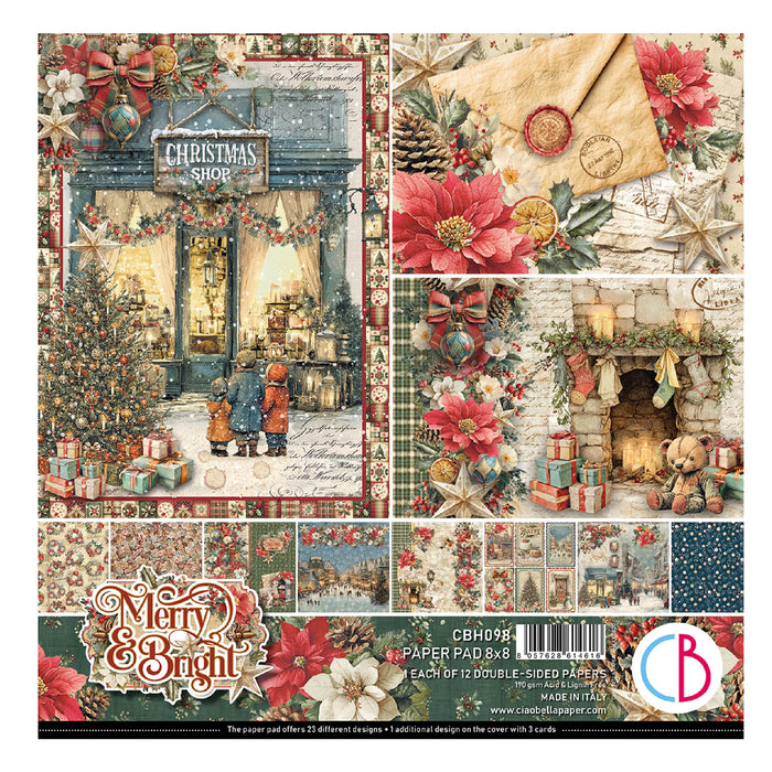 Ciao Bella Paper Merry & Bright 8" x 8" Scrapbooking Paper Set