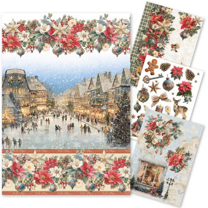 Ciao Bella Paper Merry & Bright A4 Mixed Rice Paper 4pc