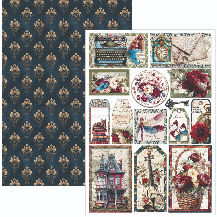 Ciao Bella Paper Bohemian Burgundy A4 Scrapbooking Paper Set