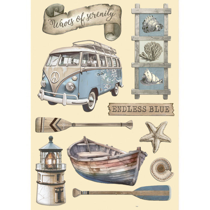 Stamperia Silent Sea A5 Colored Wooden Shapes Endless Blue