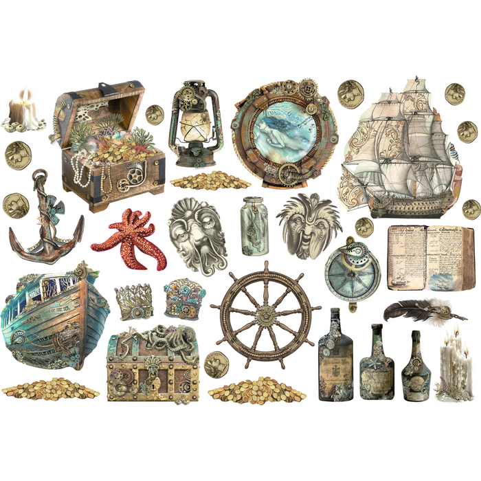 Stamperia Songs Of The Sea Adhesive Ephemera (Ship and elements)