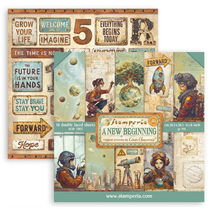 Stamperia A New Beginning 8" x 8" Scrapbooking Paper Pad