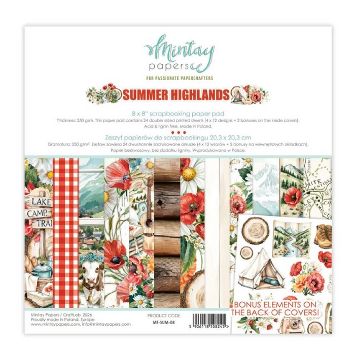 Mintay Paper Summer Highlands 8" x"8 Paper Pad