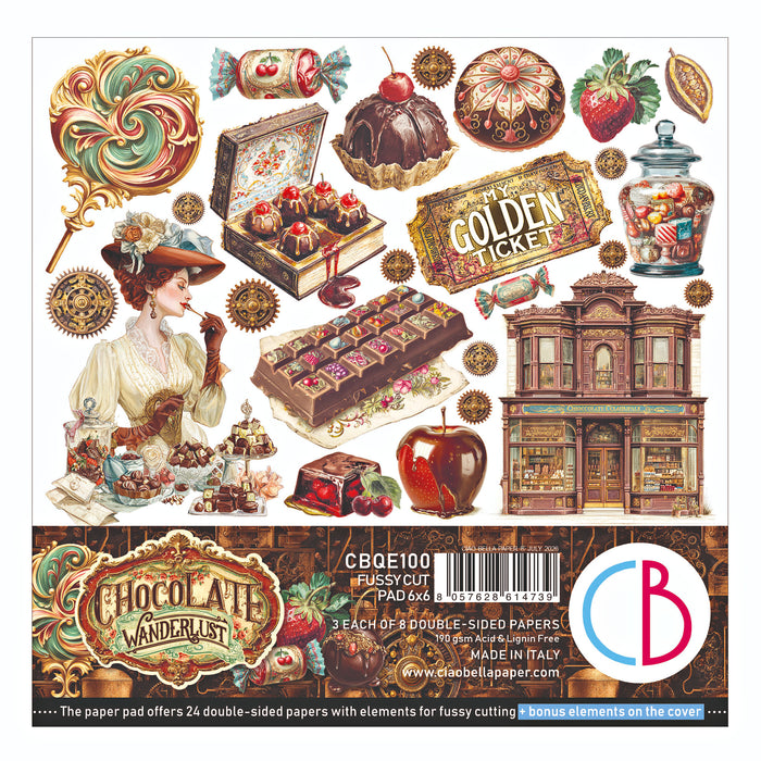 Ciao Bella Paper Chocolate Wanderlust 6" x 6" Fussy Cut Pad