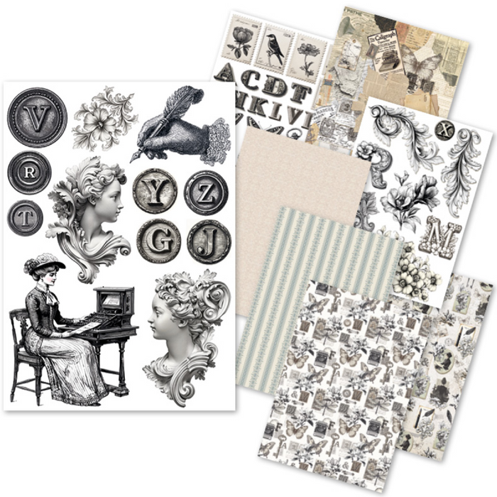 Ciao Bella Typographic A5 Mixed Rice Paper 8pc