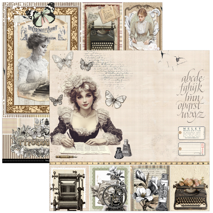 Ciao Bella Typographic 12" x 12" Scrapbooking Paper Set