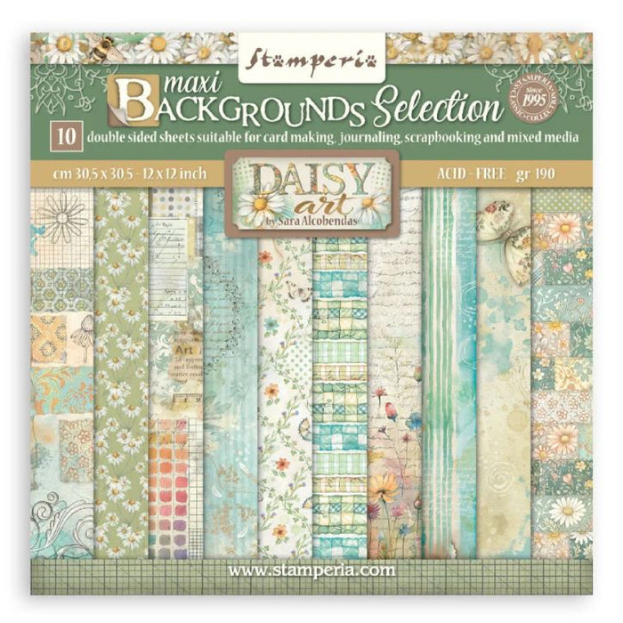 Stamperia Daisy Art 12" x 12" Maxi Backgrounds Selection Paper Pad