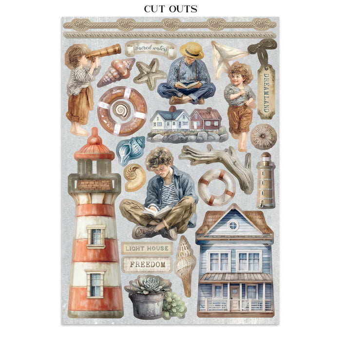 Stamperia Silent Sea Junk Journal Stickers Cut-outs Backgrounds