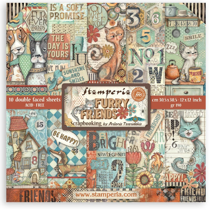 Stamperia Furry Friends 12" x 12" Scrapbooking Paper Pad