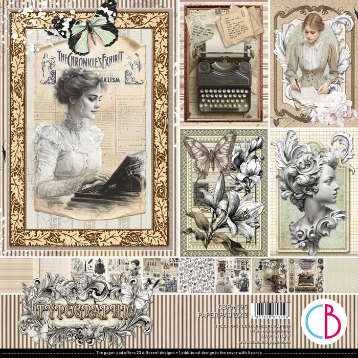 Ciao Bella Typographic 12" x 12" Scrapbooking Paper Set