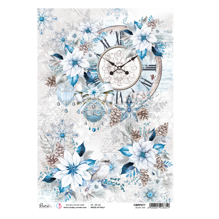 Ciao Bella Elegance Of Blue A4 Rice Paper (Snowy Time)