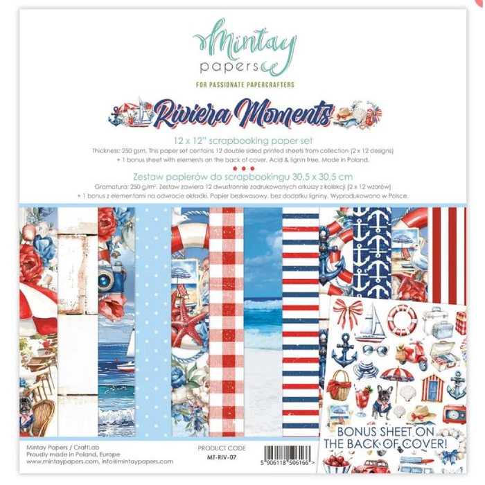 Mintay Riviera Moments 12" x"12 Scrapbooking Paper Set