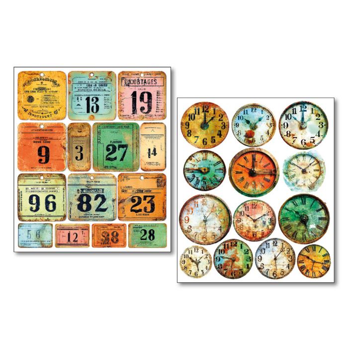 Ciao Bella Mixed Media Sticker Set Scratched Labels 10pc