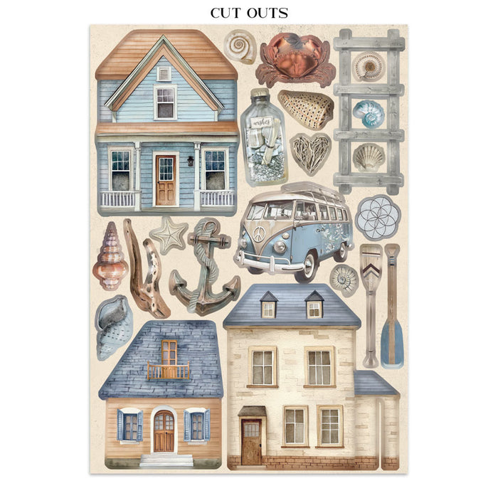 Stamperia Silent Sea Junk Journal Stickers Cut-outs Backgrounds