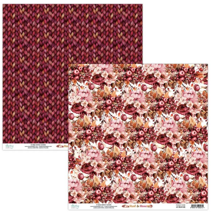 Mintay Rust & Rose 12" x"12 Scrapbooking Paper Set