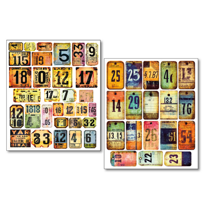 Ciao Bella Mixed Media Sticker Set Scratched Labels 10pc