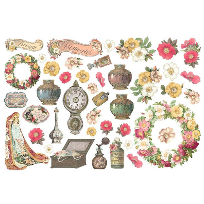 Stamperia Rose Parfum Ephemera Flowers and Garlands