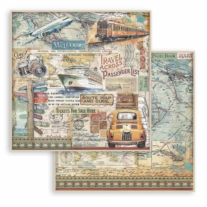 Stamperia Art Of Travelling  12" x 12" Scrapbooking Paper Pad