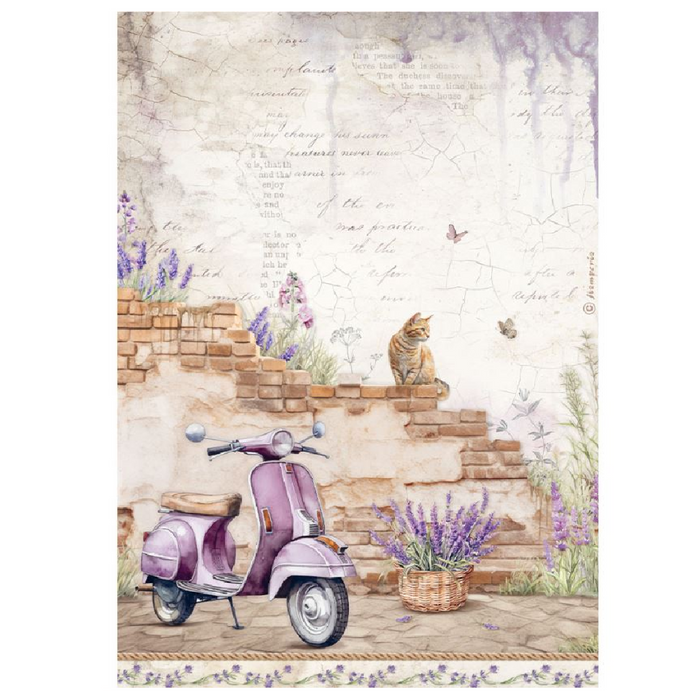 Stamperia Lavender A4 Rice Paper (Lavender Vespa)