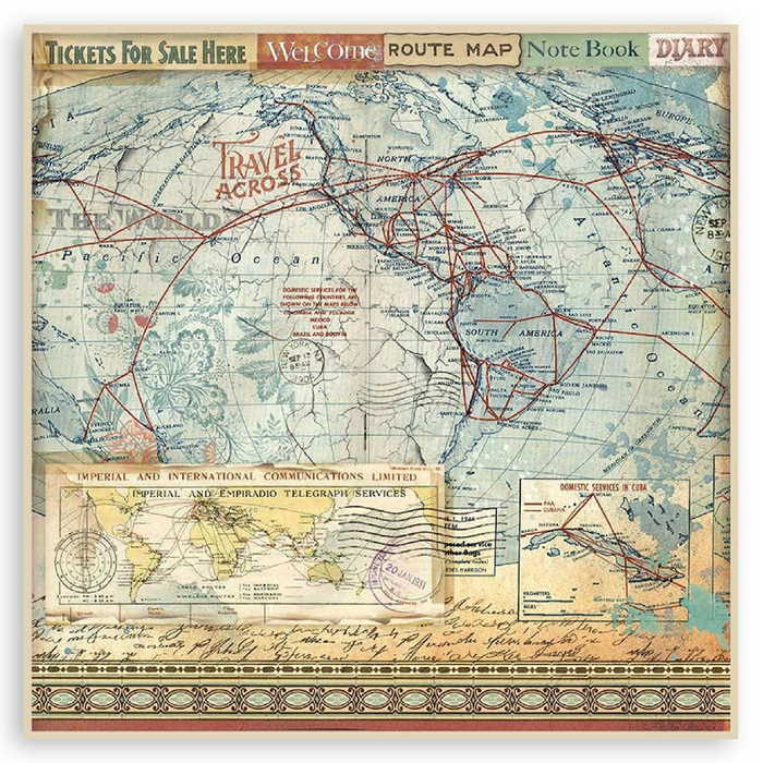 Stamperia Art Of Travelling 12" x 12" Single Faced Maxi Paper Pad