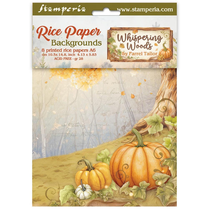 Stamperia Whispering Woods A6 Rice Paper Backgrounds Pack