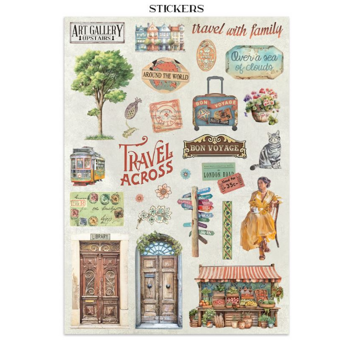 Stamperia Art Of Travelling Junk Journal Stickers Cut-outs Backgrounds