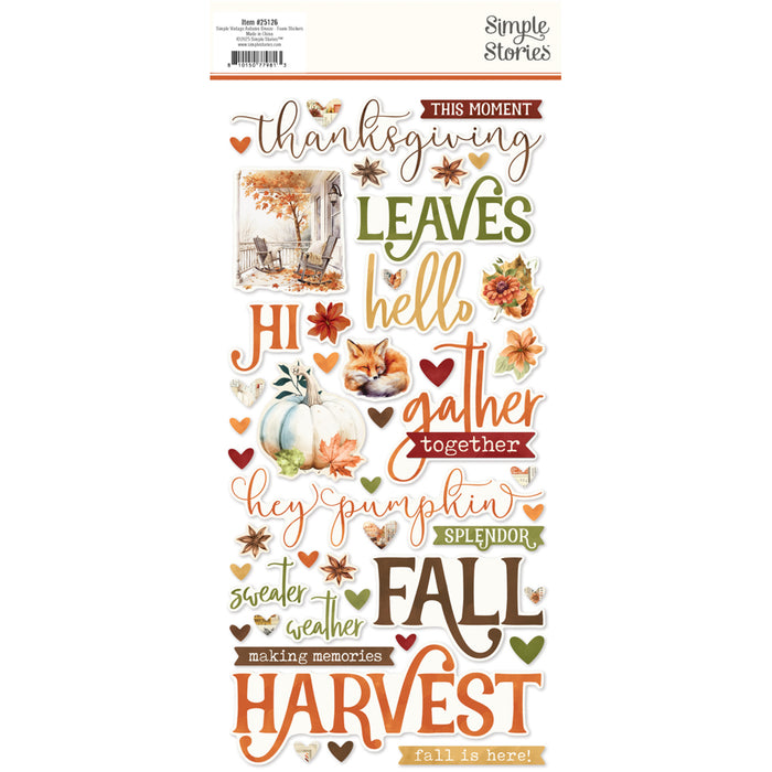 Simple Stories Vintage Autumn Breeze Foam Stickers