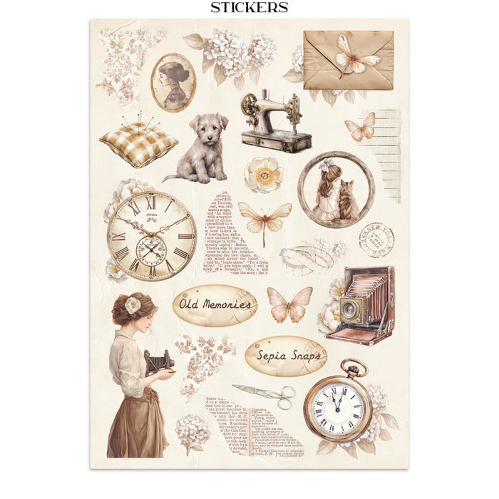 Stamperia Quiet Days Junk Journal Stickers Cut-outs Backgrounds