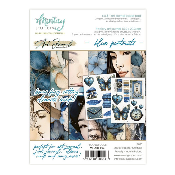 Mintay Art Journal Essentials 6" x 8" Paper Pad Blue Portraits