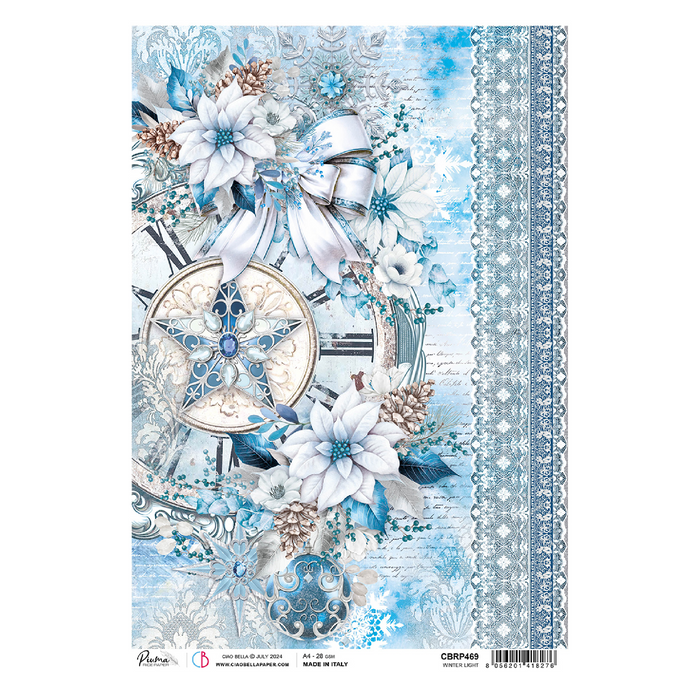 Ciao Bella Elegance Of Blue A4 Rice Paper (Winter Light)