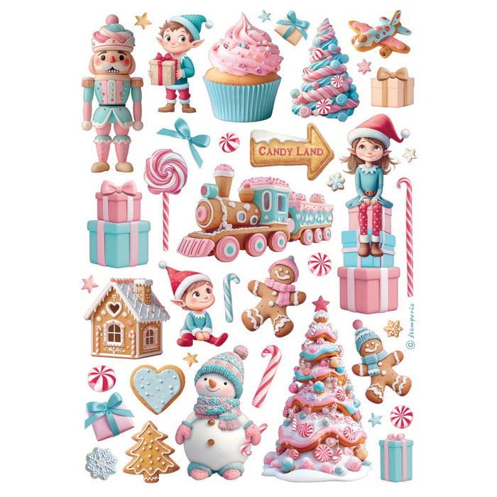 Stamperia Candy Christmas A4 Rice Paper Elements