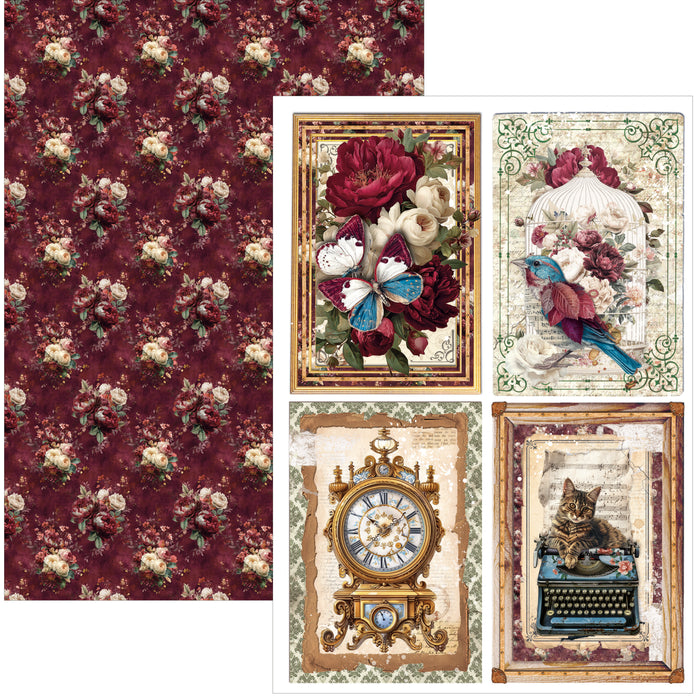Ciao Bella Paper Bohemian Burgundy A4 Scrapbooking Paper Set