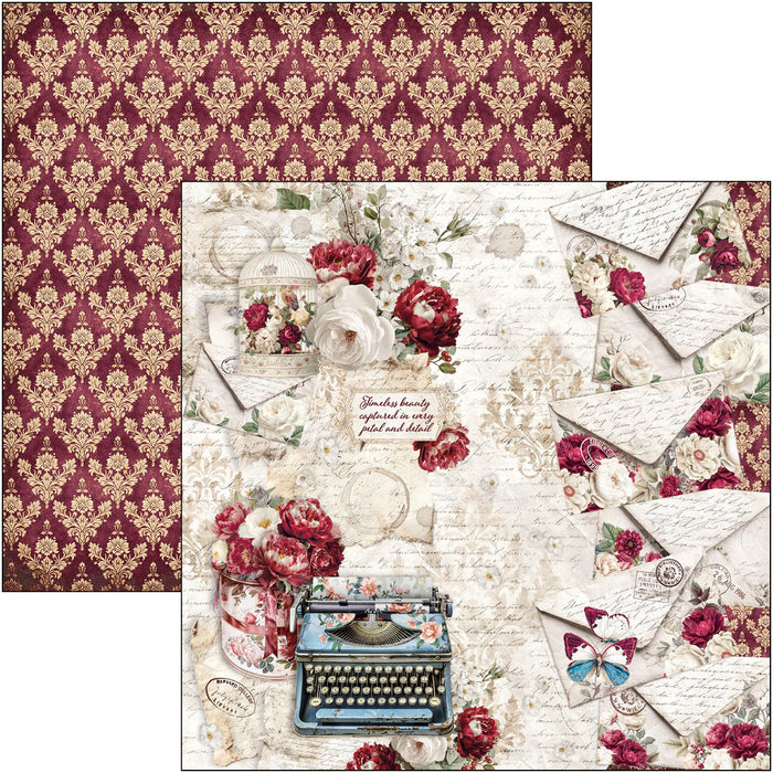 Ciao Bella Paper Bohemian Burgundy 8" x 8" Scrapbooking Paper Set