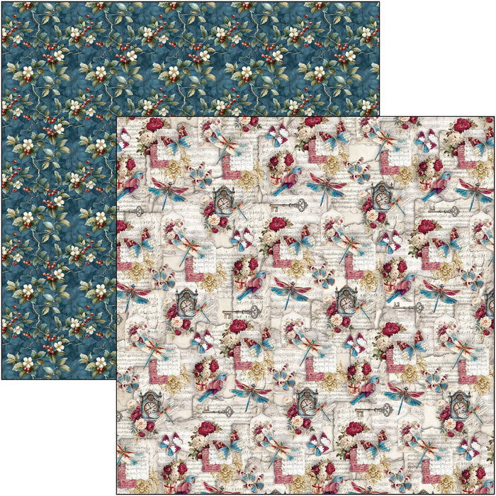 Ciao Bella Paper Bohemian Burgundy 8" x 8" Scrapbooking Paper Set