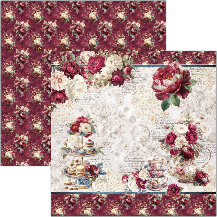 Ciao Bella Paper Bohemian Burgundy 8" x 8" Scrapbooking Paper Set