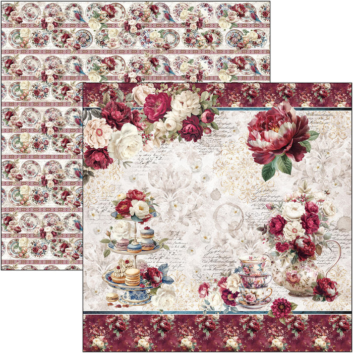 Ciao Bella Paper Bohemian Burgundy 12" x 12" Scrapbooking Paper Set