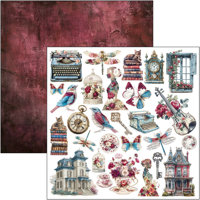 Ciao Bella Paper Bohemian Burgundy 12" x 12" Scrapbooking Paper Set