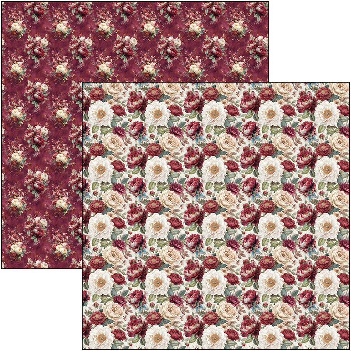Ciao Bella Paper Bohemian Burgundy 12" x 12" Patterns Scrapbooking Paper Set