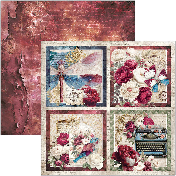 Ciao Bella Paper Bohemian Burgundy 12" x 12" Patterns Scrapbooking Paper Set