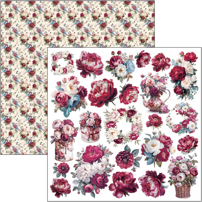 Ciao Bella Paper Bohemian Burgundy 12" x 12" Patterns Scrapbooking Paper Set