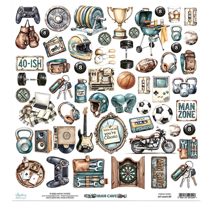 Mintay Man Cave 12" x"12 Scrapbooking Paper Set