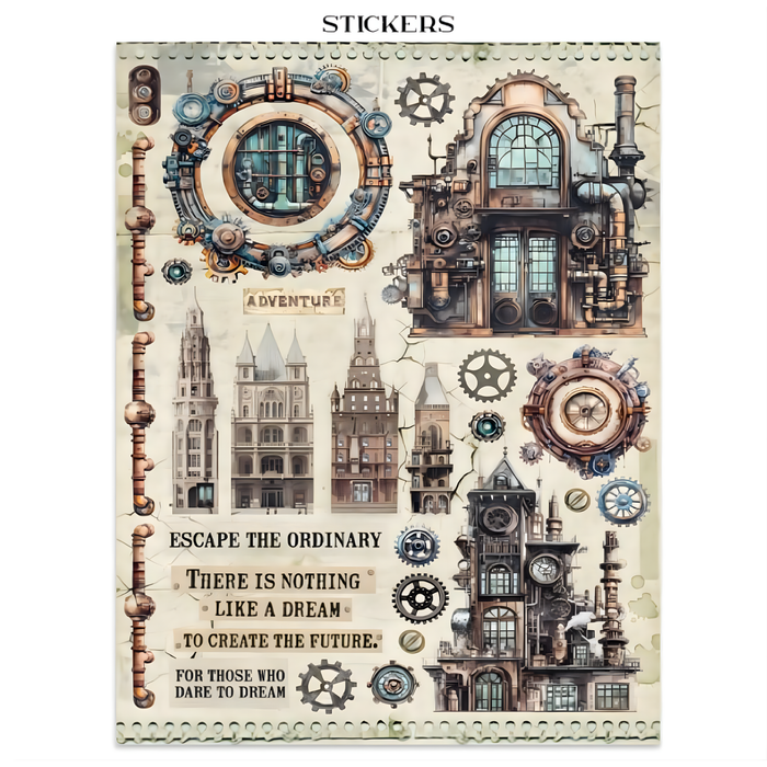 Stamperia Voyages Fantastiques Junk Journal Stickers Cut-outs Backgrounds