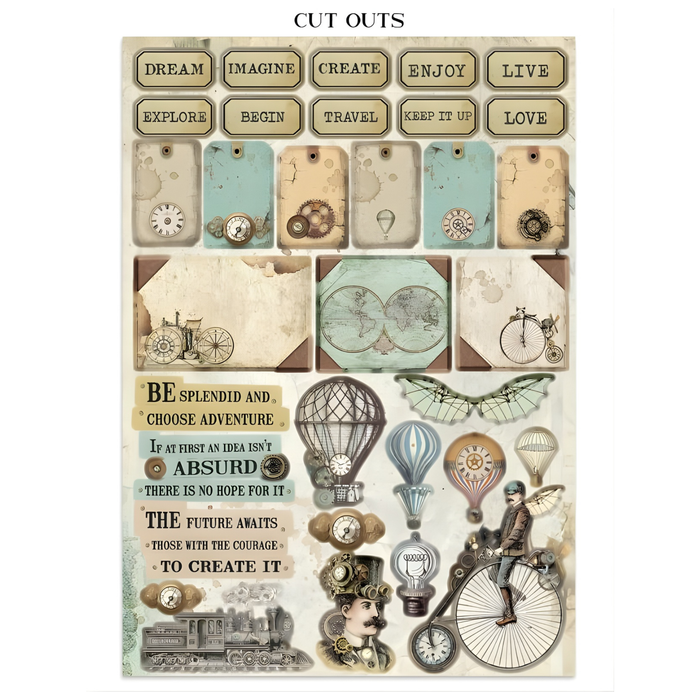 Stamperia Voyages Fantastiques Junk Journal Stickers Cut-outs Backgrounds