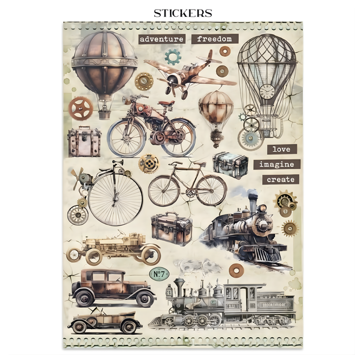 Stamperia Voyages Fantastiques Junk Journal Stickers Cut-outs Backgrounds